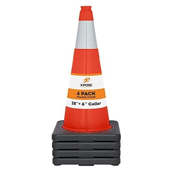 Xpose Safety Traffic Cone, PVC, 28" H, Orange OTC28-6-4-X-S